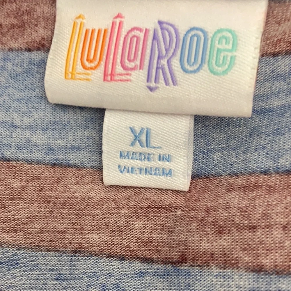 EC LulaRoe Blue & Maroon Striped Dress Size XL - Picture 10 of 12